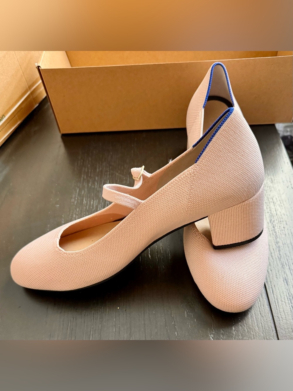 Rothy’s The Mary Jane Heel Ballerina Pink Knit Block Heels Size 12.5